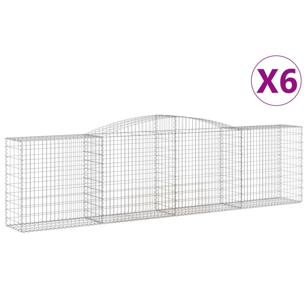 VidaXL Gabionen 6 Stück gebogen 400x50x100 120 cm Eisen
