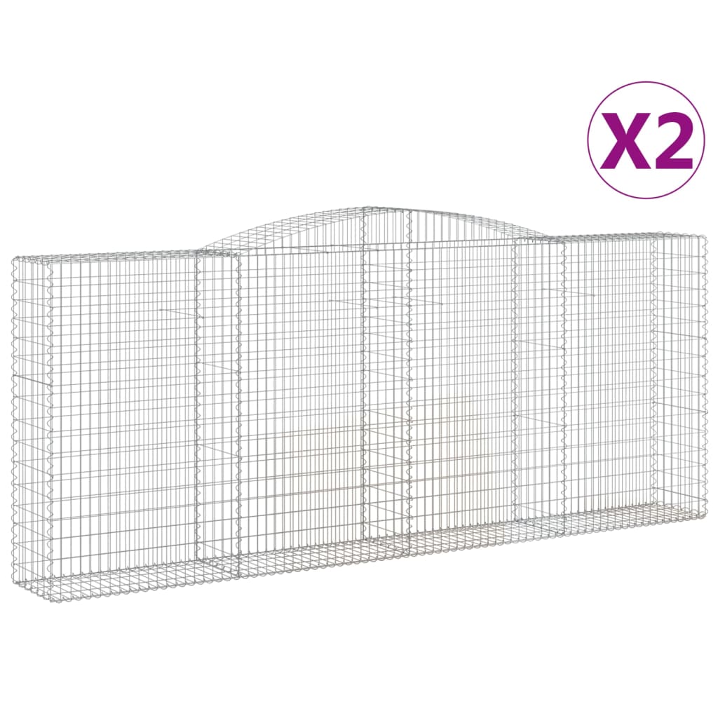 VidaXL Gabionen 2 Stück gebogen 400x50x160 180 cm Eisen