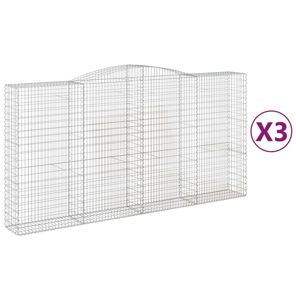 VidaXL Gabionen 3 Stk. gebogen 400x50x200 220 cm Eisen