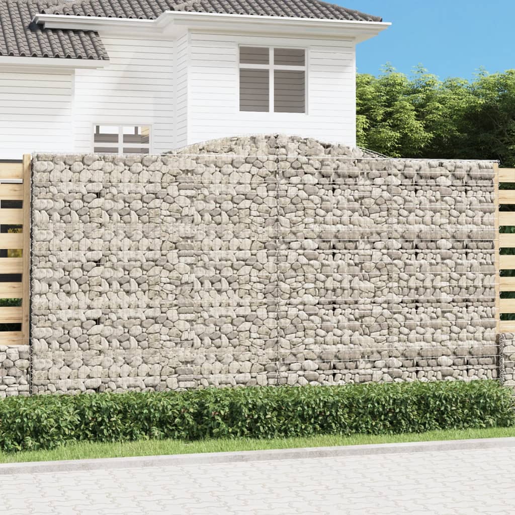 VidaXL Gabionen 2 Stück gebogen 400x50x220 240 cm Eisen