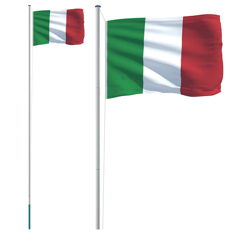 Vidaxl Flagge mit Fahnenmast Italien 6,08 m Aluminium