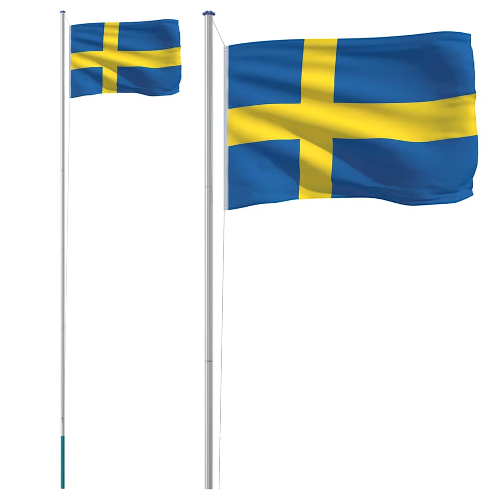 Vidaxl Flagge mit Fahnenmast Schweden 6,08 m Aluminium
