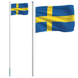 Vidaxl Flagge mit Fahnenmast Schweden 6,08 m Aluminium