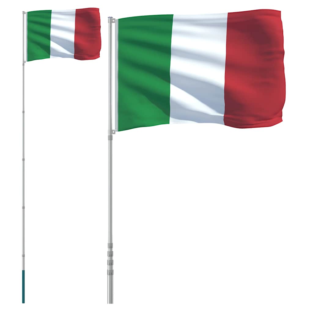 Vidaxl Flagge mit Fahnenmast Italien 5,5 m Aluminium