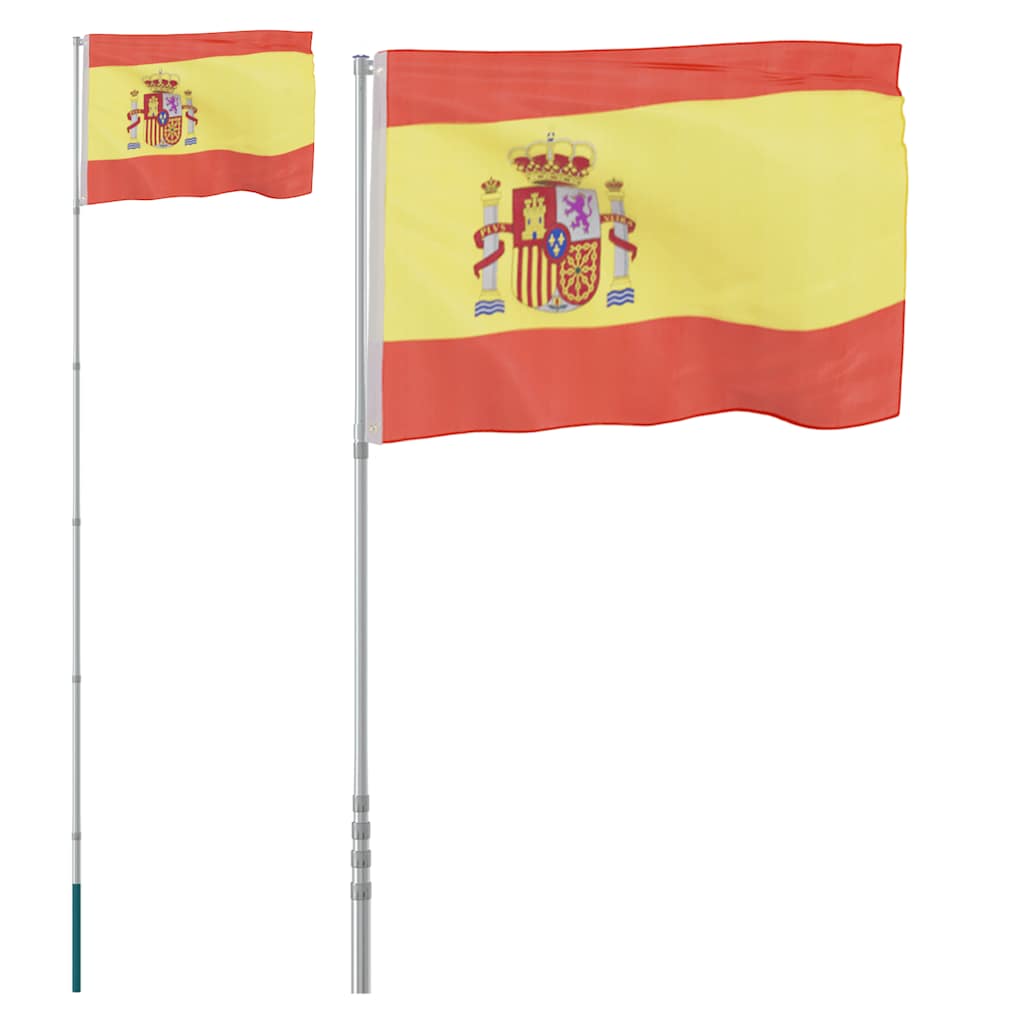VidaXL Flagge mit Fahnenmast Spanien 5,55 m Aluminium