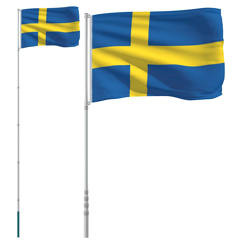 Vidaxl Flagge mit Fahnenmast Schweden 5,5 m Aluminium