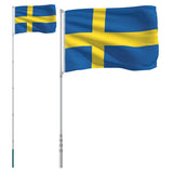 Vidaxl Flagge mit Fahnenmast Schweden 5,5 m Aluminium