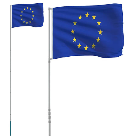 VidaXL Flagge mit Fahnenmast Europa 5,55 m Aluminium