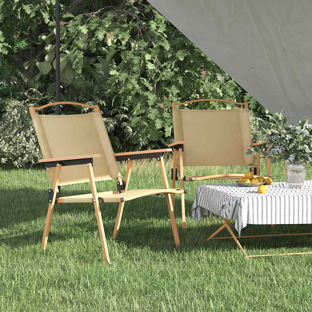 Vidaxl campingstoelen 2 st 54x55x78 cm oxford stof beige