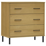 Vidaxl dressoir met 3 lades oslo 77x40x79,5 cm grenenhout bruin
