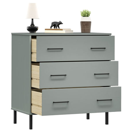 Vidaxl dressoir met 3 lades oslo 77x40x79,5 cm massief hout grijs