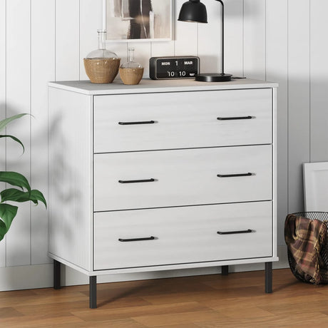 Vidaxl dressoir met 3 lades oslo 77x40x79,5 cm massief hout wit