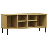 VidaXL Schuhregal mit Metallbeinen Oslo 106x35x45cm Kiefernholz braun
