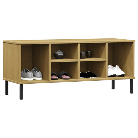 VidaXL Schuhregal mit Metallbeinen Oslo 106x35x45cm Kiefernholz braun