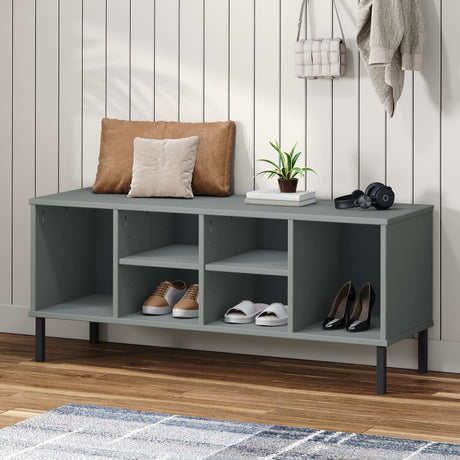 VidaXL Schuhregal mit Metallbeinen Oslo 106x35x45 cm Kieferngrau