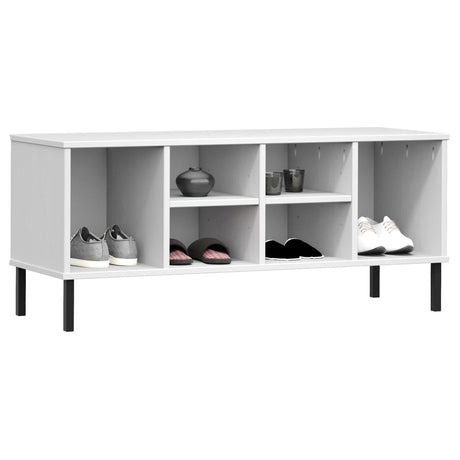 VidaXL Schuhregal mit Metallbeinen Oslo 106x35x45 cm Kiefernholz weiß