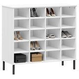 VidaXL Schuhregal mit Metallbeinen Oslo 95x35x86 cm Kiefernholz weiß