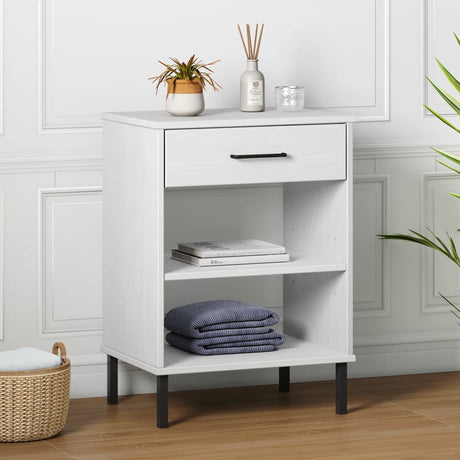 Vidaxl wandkast met metalen poten oslo massief grenenhout wit