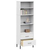 Vidaxl boekenkast met 2 lades oslo 60x35x180 cm massief hout wit
