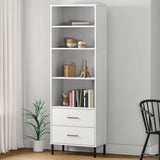 Vidaxl boekenkast met 2 lades oslo 60x35x180 cm massief hout wit