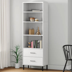 Vidaxl boekenkast met 2 lades oslo 60x35x180 cm massief hout wit