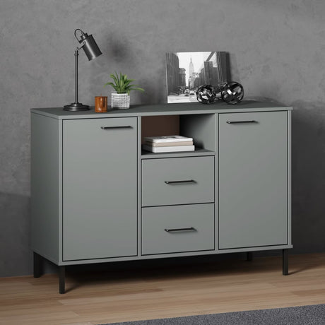 Vidaxl dressoir met metalen poten oslo 113x40x77 cm grenenhout grijs