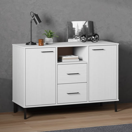 Vidaxl dressoir met metalen poten oslo 113x40x77 cm grenenhout wit