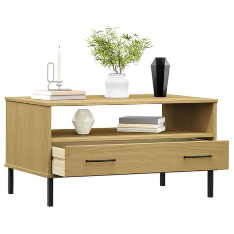 Vidaxl salontafel met metalen poten oslo 85x50x45 cm hout bruin