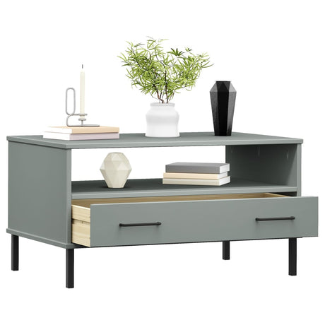 Vidaxl salontafel met metalen poten oslo 85x50x45 cm hout grijs