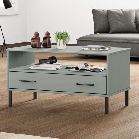 Vidaxl salontafel met metalen poten oslo 85x50x45 cm hout grijs
