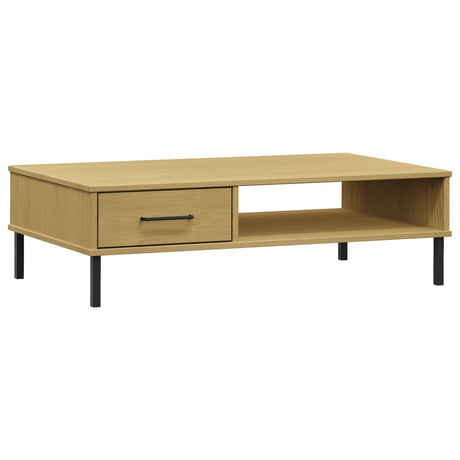 Vidaxl salontafel met metalen poten oslo massief grenenhout bruin