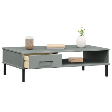 Vidaxl salontafel met metalen poten oslo massief grenenhout grijs