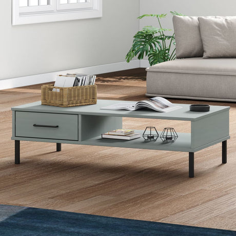 Vidaxl salontafel met metalen poten oslo massief grenenhout grijs