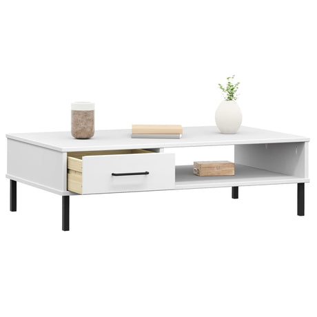 Vidaxl salontafel met metalen poten oslo massief grenenhout wit