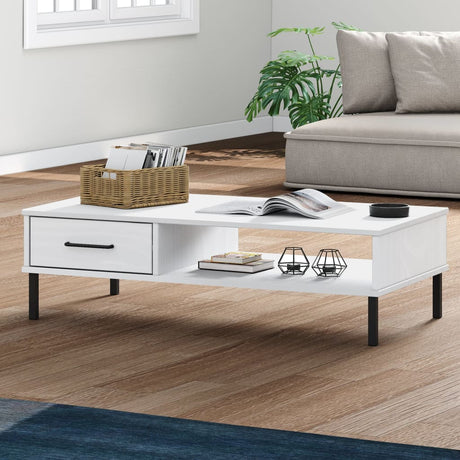 Vidaxl salontafel met metalen poten oslo massief grenenhout wit