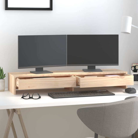 Vidaxxl Monitorständer 100x27x15 cm massives Kiefernholz