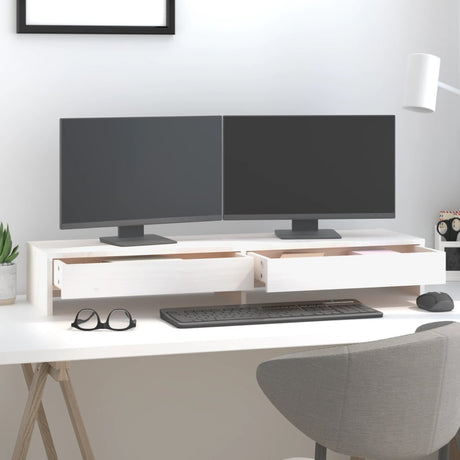Vidaxx Monitorständer 100x27x15 cm massives Kiefernholz weiß