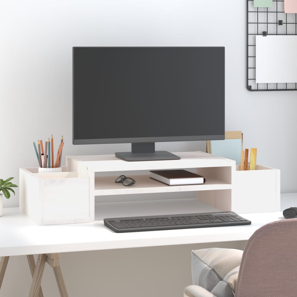 Vidaxx Monitorständer 70x27,5x15 cm massives Kiefernholz weiß