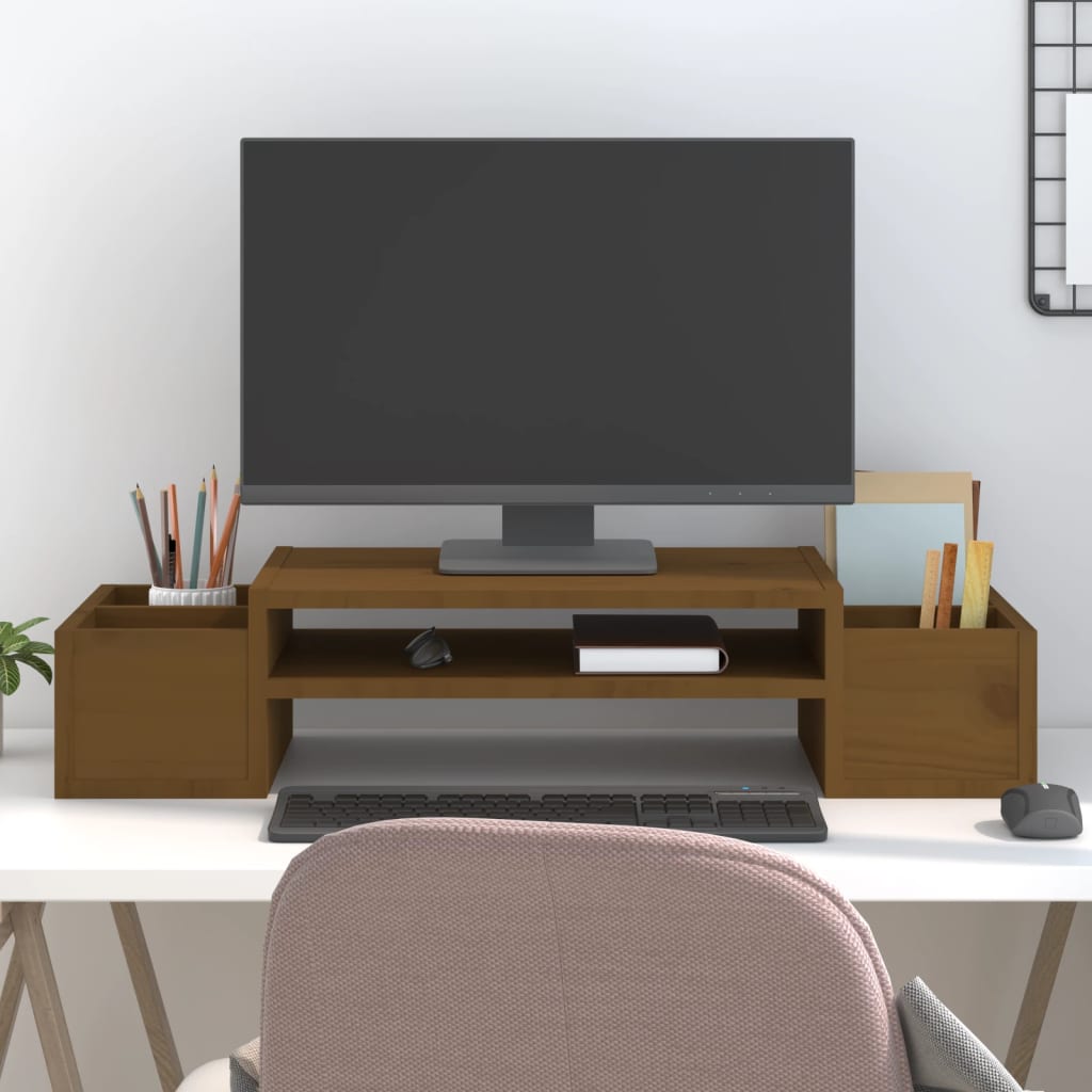 Vidaxx Monitorständer 70x27,5x15 cm massives Kiefernholz honigbraun
