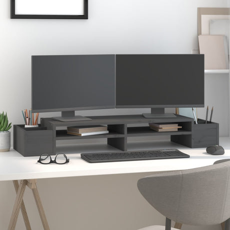 Vidaxx Monitorständer 100x27,5x15 cm massives Kiefernholz grau