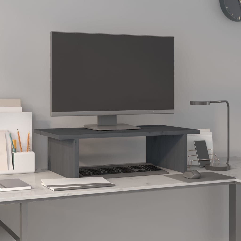 Vidaxx Monitorständer 50x27x15 cm massives Kiefernholz grau
