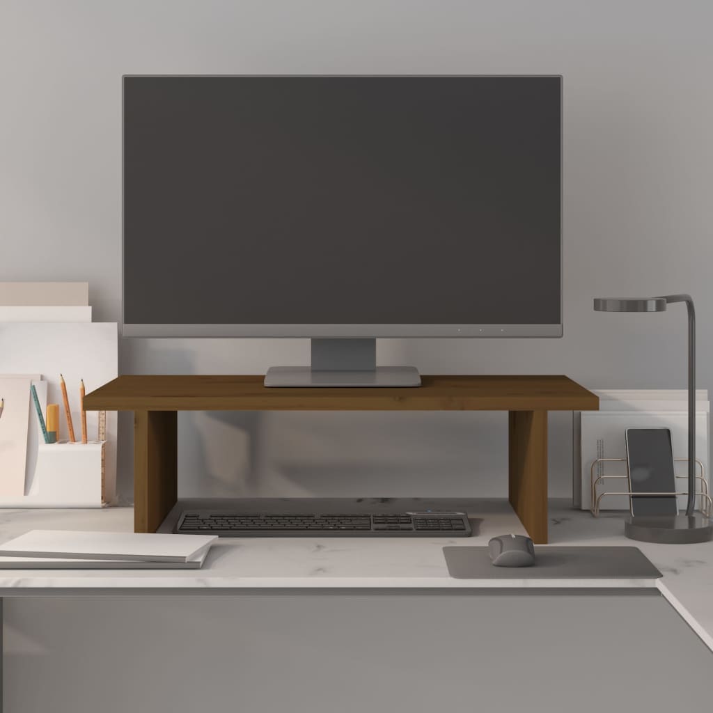 VidaXL Monitorständer 50x27x15 cm massives Kiefernholz honigbraun