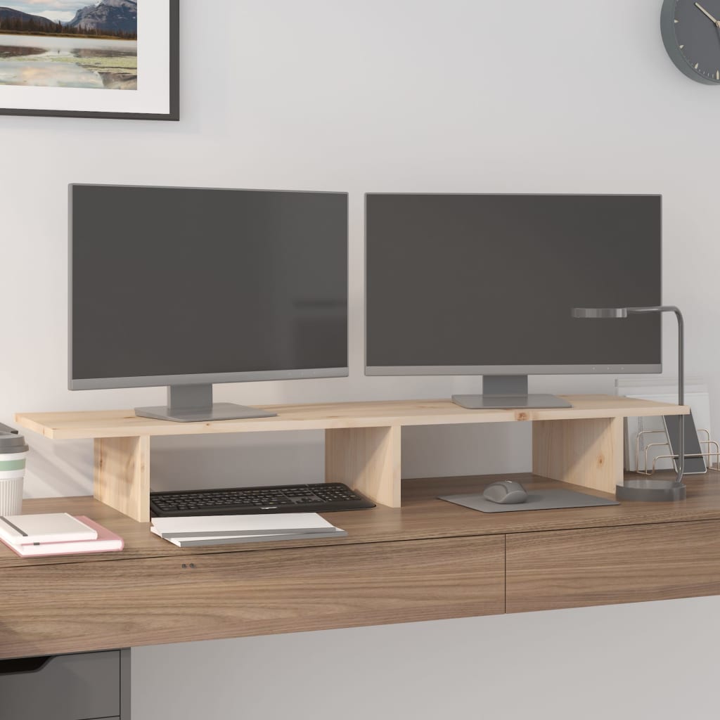 Vidaxxl Monitorständer 100x27x15 cm massives Kiefernholz