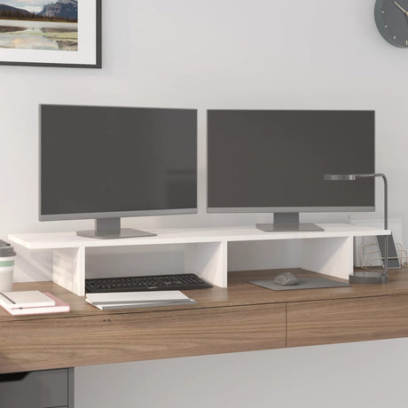 Vidaxx Monitorständer 100x27x15 cm massives Kiefernholz weiß