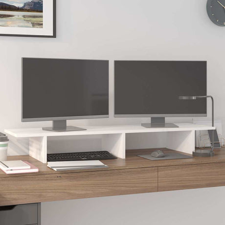 Vidaxx Monitorständer 100x27x15 cm massives Kiefernholz weiß
