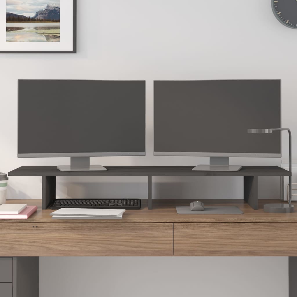 Vidaxx Monitorständer 100x27x15 cm massives Kiefernholz grau
