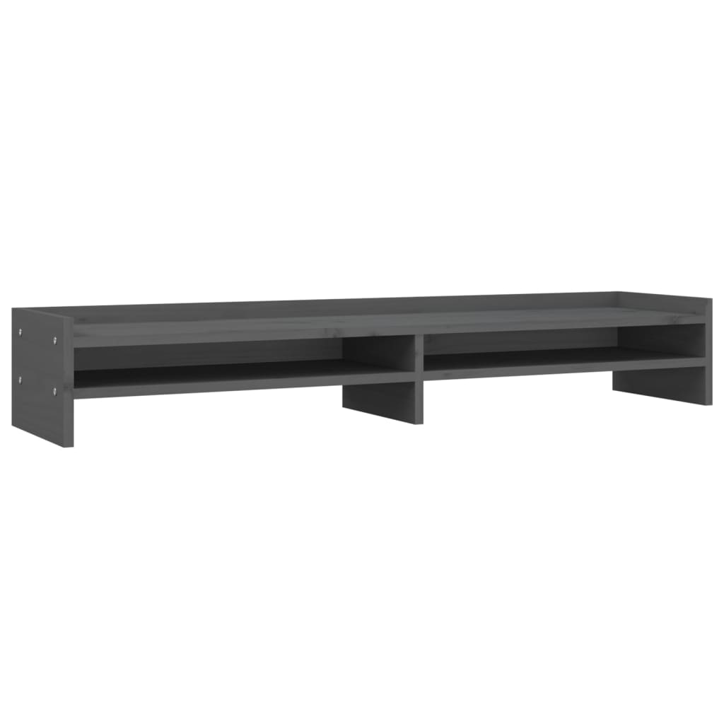VidaXL Monitorständer 100x24x16 cm massives Kiefernholz grau