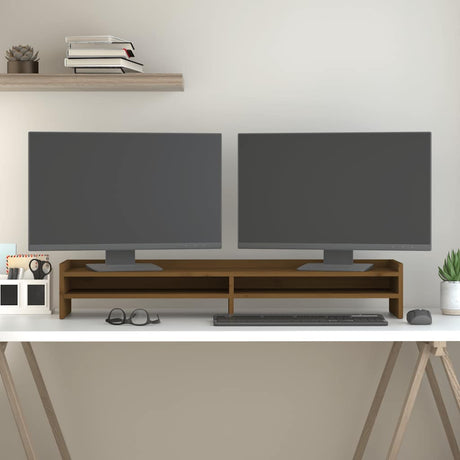 Vidaxxl Monitorständer 100x24x16 cm massives Kiefernholz honigbraun