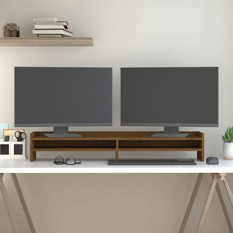 Vidaxxl Monitorständer 100x24x16 cm massives Kiefernholz honigbraun