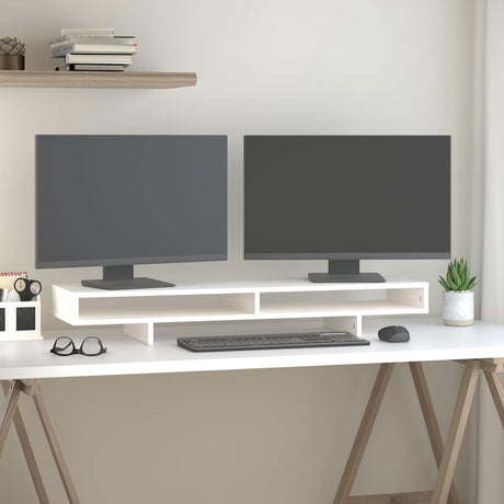 VidaXL Monitorständer 100x27x14 cm massives Kiefernholz weiß